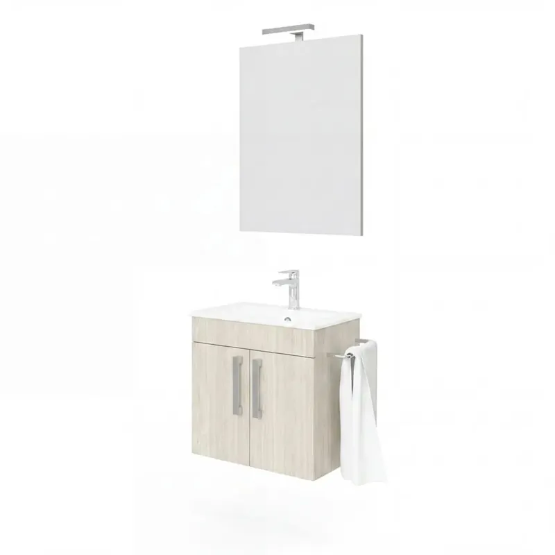 Mobile bagno Tims con lavabo e specchio rovere Merkproduct