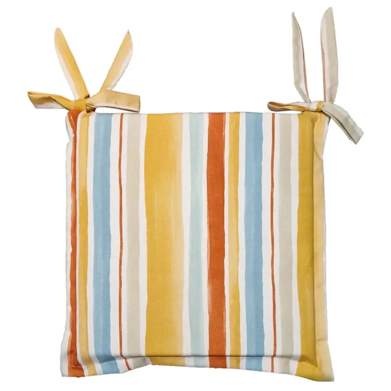 Dagaanbieding Cuscino per sedia sfoderabile con aletta riga arancio 40x40 cm