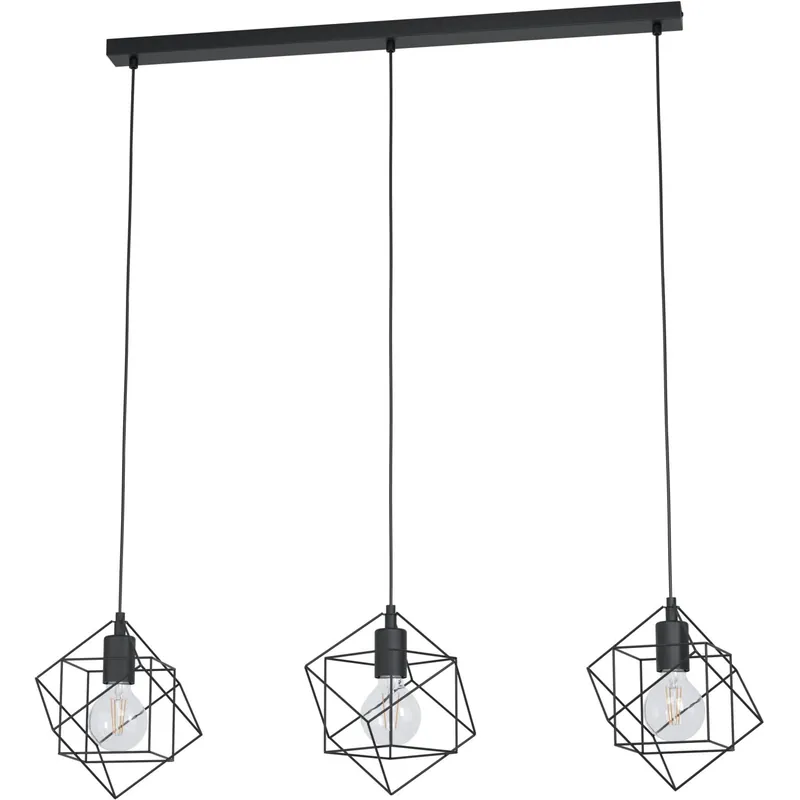 Lampada a sospensione Eglo Straiton 3 luci Nero E27 60 W Meest Verkocht