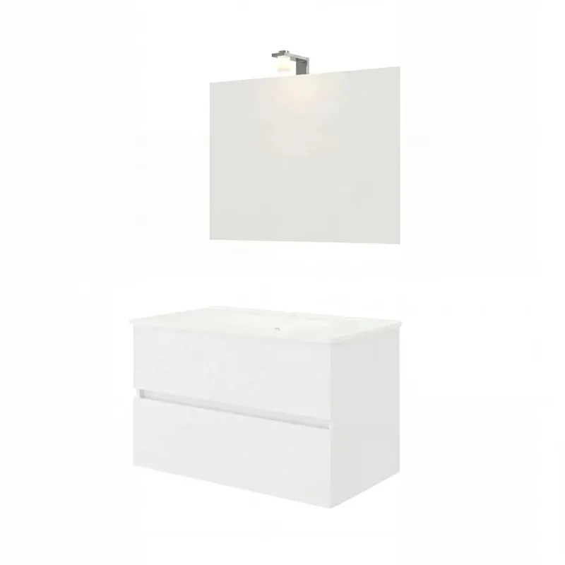 Mobile bagno Cube con lavabo e specchio bianco lucido L81,5xP46,5xH115,4cm Veilige Betaling