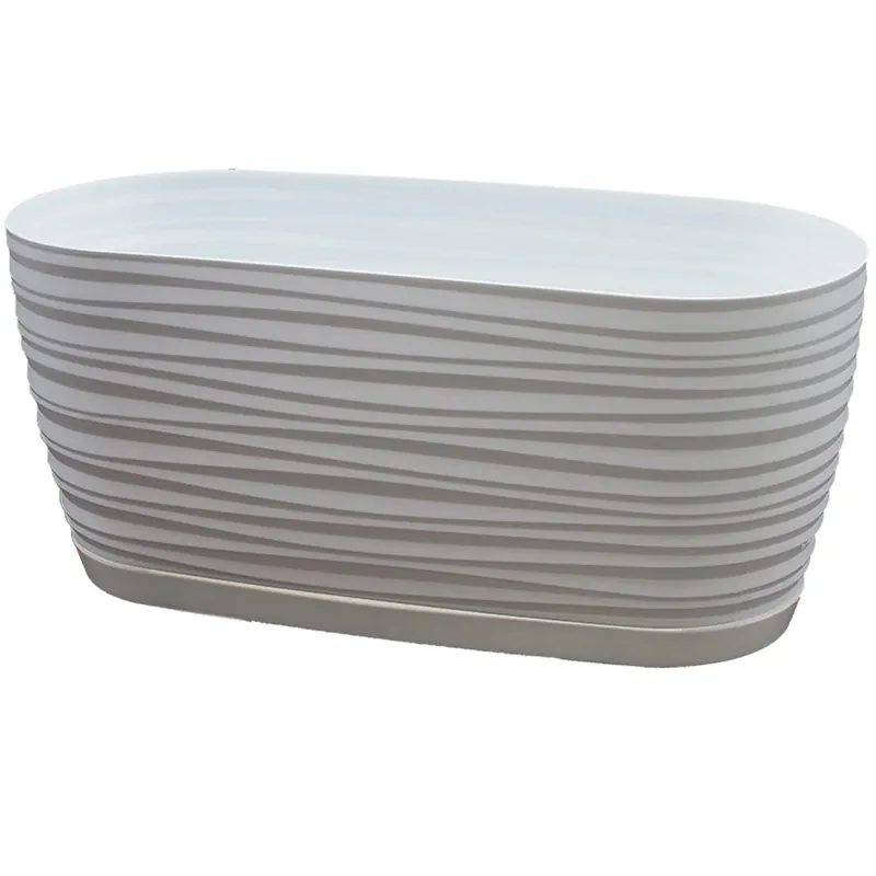 Cassetta portafiori Sahara in plastica con sottovaso 12x27x13 cm bianco Uitverkoop