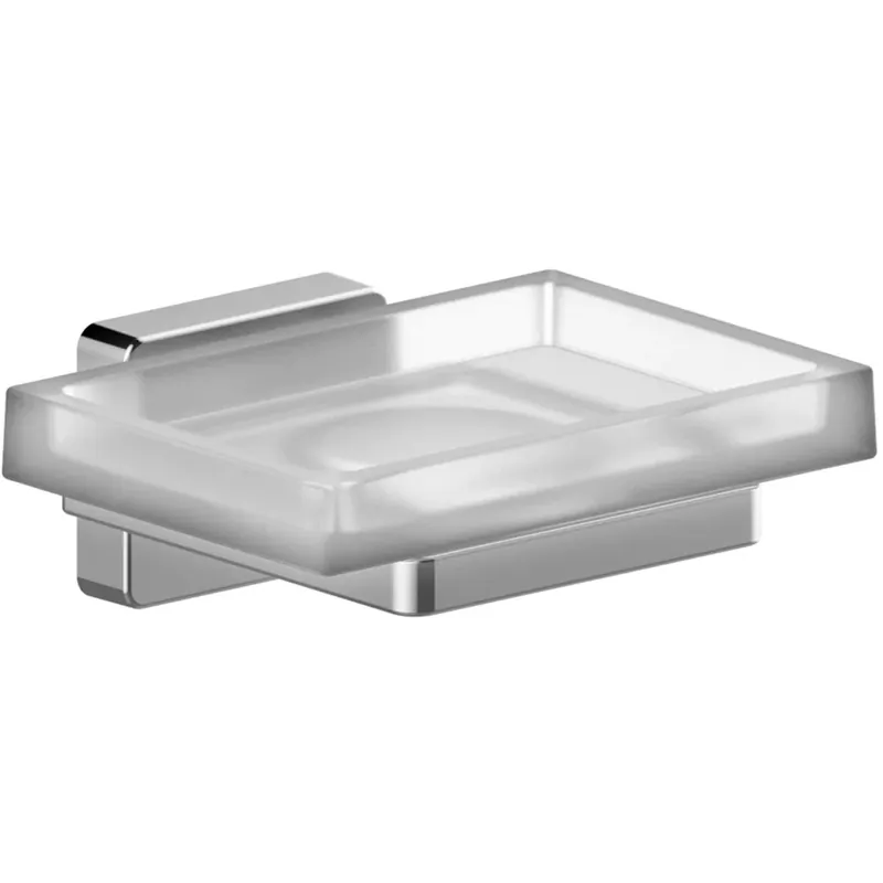 Portasapone bagno Cubo con bacinella in vetro satinata cromo Gereduceerde Prijs