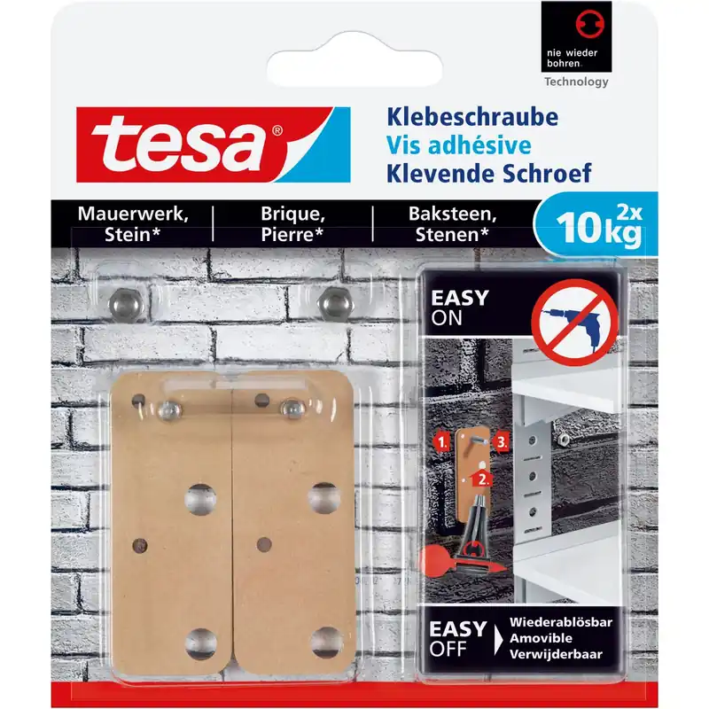 Dagaanbieding Vite rettangolare adesiva Tesa per muratura e pietra max. 10 kg