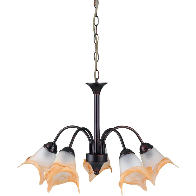 Beperkt Aanbod Lampadario a sospensione 5 luci E14 in vetro e metallo ruggine 80 cm x 60 cm