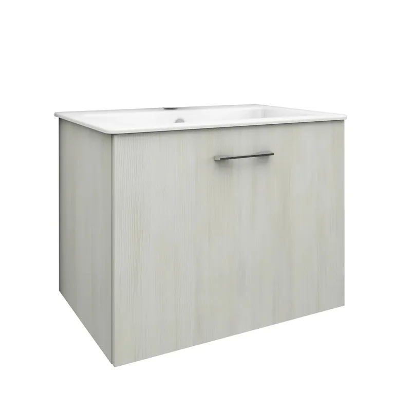 Nu Kopen Mobile bagno lavanderia sospeso con cassetto e lavabo ceramica 71x51x5 cm bianco