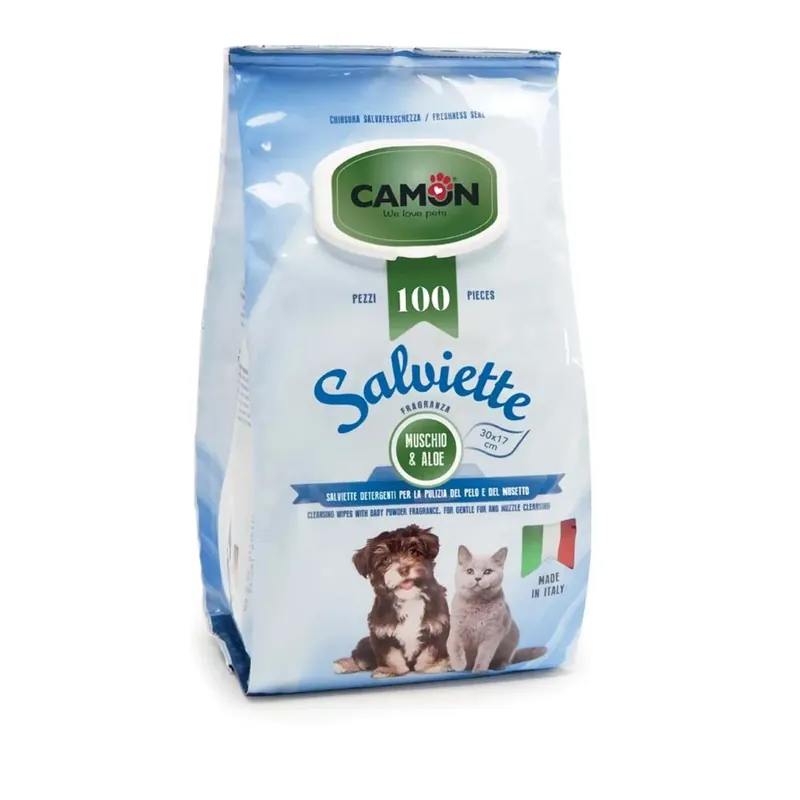 Tijdelijk Beschikbaar Salviette detergenti al profumo di Muschio&Aloe 100 pz