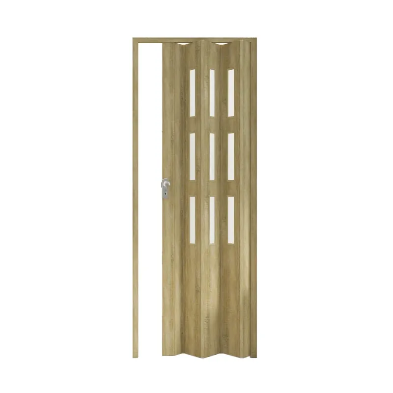 Koop Online Porta a soffietto Maya Vetrata in PVC stampa 3D 83,5x214 cm Cognac chiaro