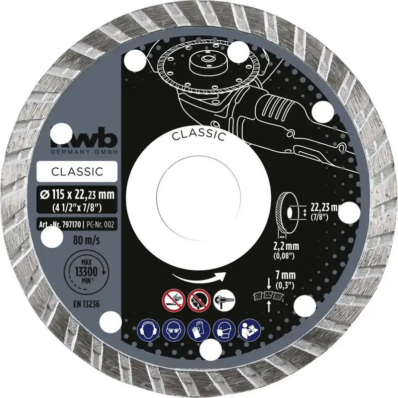 Disco diamantato turbo 115 mm spessore 2,2 mm Exclusieve Aanbieding