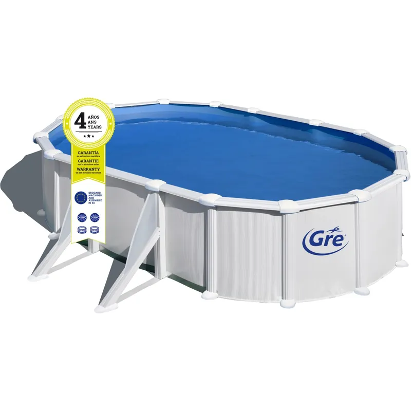 Piscina in acciaio fuori terra Atlantis 500x300x132 cm ovale bianco Gratis Retour