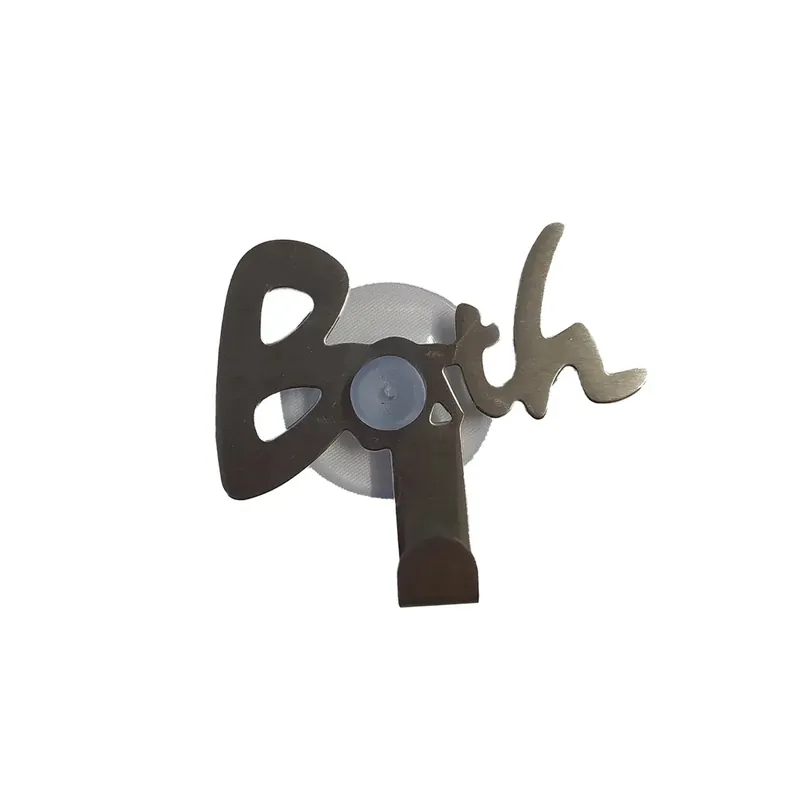 Gancio con ventosa e scritta "bath" in acciaio 7,5 x 6 x 2,2 cm Koop Vandaag