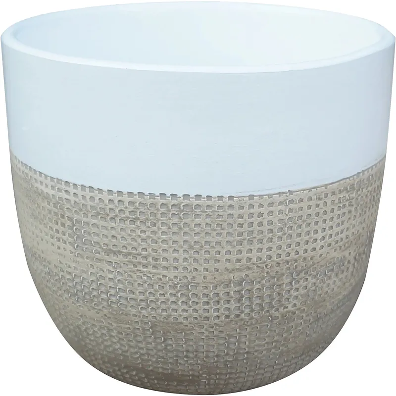 Portavaso da interno in ceramica Ø 13,5 x H 12,5 cm bianco e crema sporco Meest Verkocht