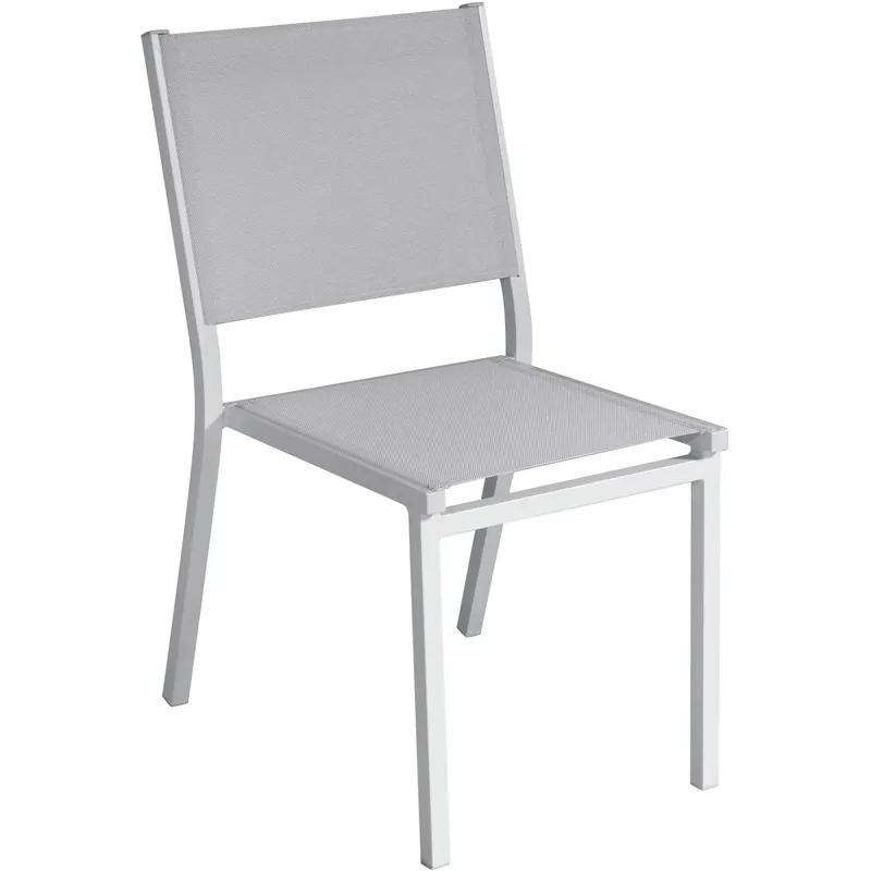 Sedia da giardino impilabile in alluminio bianco e Textilen grigio chiaro Beperkte Voorraad