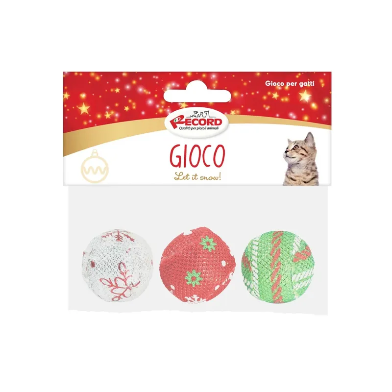 Gioco per gatti Natalizio set 3 palline glitter Laatste Kans