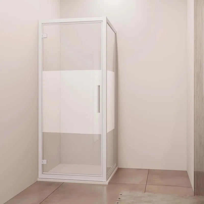 Porta battente reversibile doccia Lux 97/103 cm bianco opaco Koopje