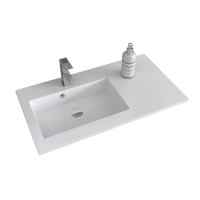 Lavabo da incasso con vasca a sinistra 90x50 cm mineralmarmo bianco Beperkte Voorraad