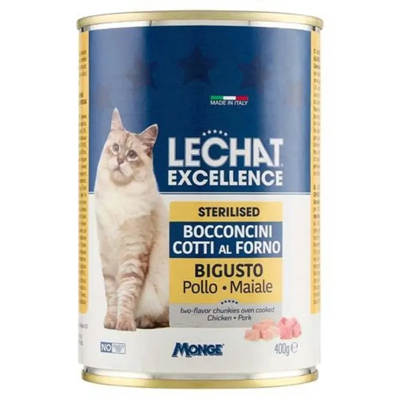 Laatste Kans Cibo umido per gatti Lechat Excellence Bigusto Steril Pollo Maiale 400 g