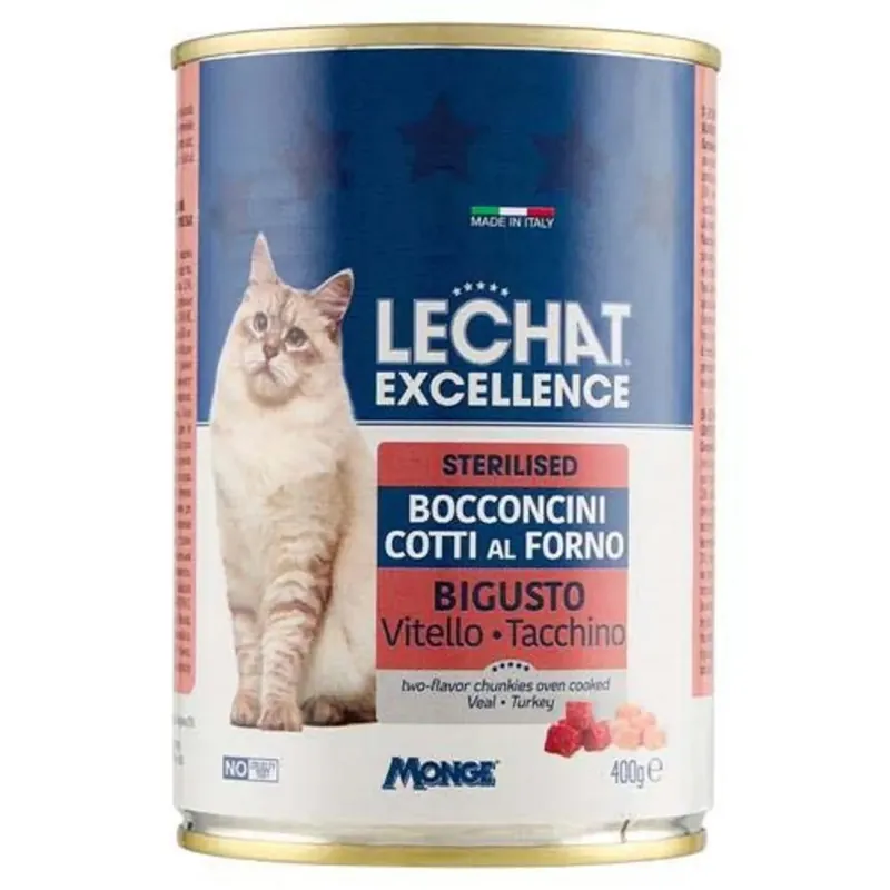Tijdelijk Beschikbaar Cibo umido per gatti Lechat Excellence Bigusto Steril Vitello Tacc. 400 g