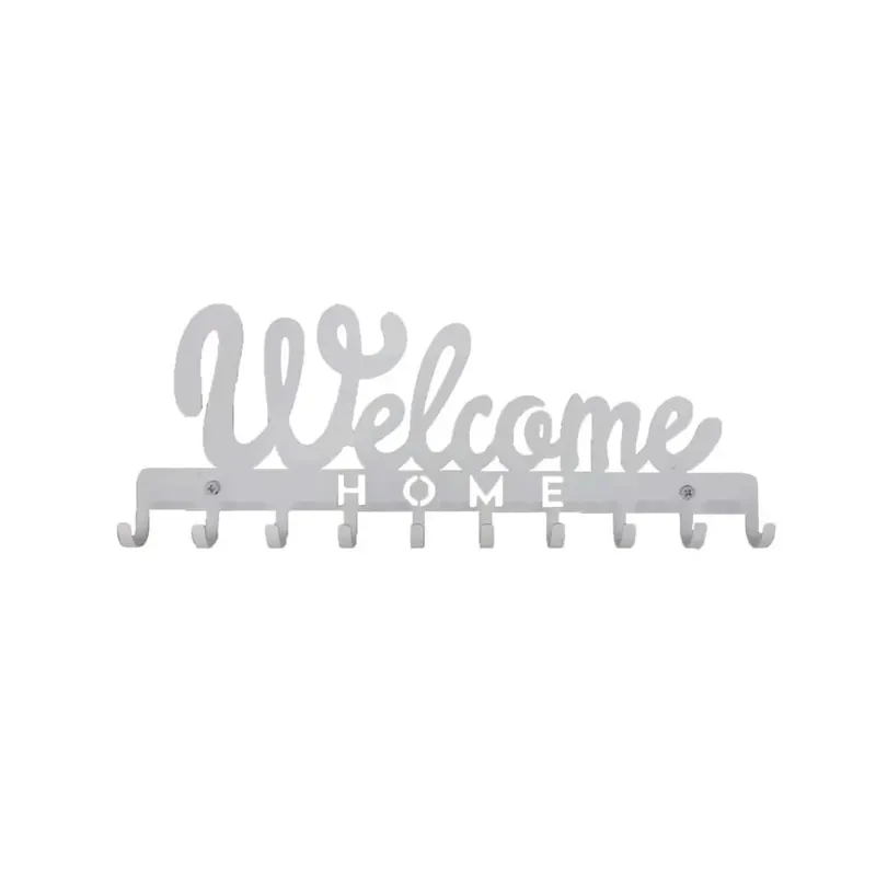 Portachiavi da parete in ferro "welcome home" bianco opaco Must-Have