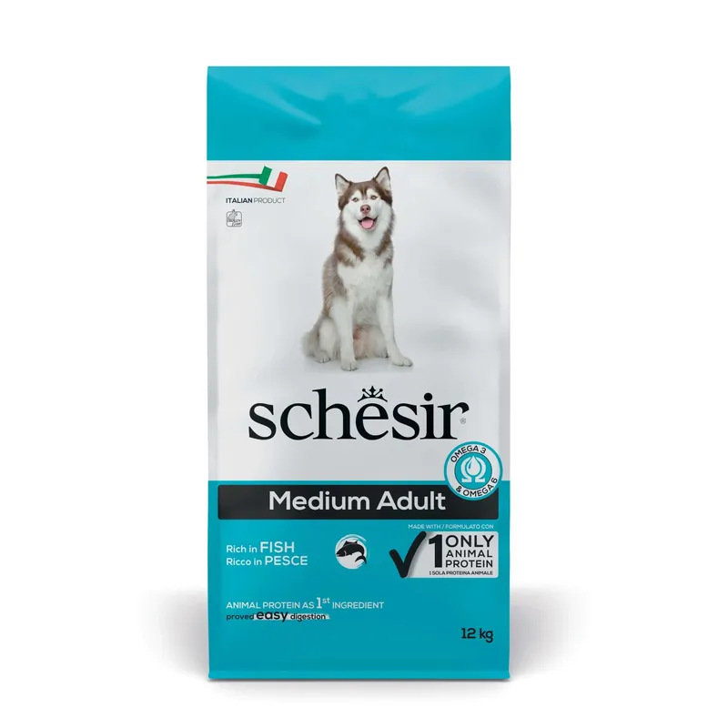 Crocchette per cani Schesir Medium Adult ricco in pesce 12 kg Must-Have