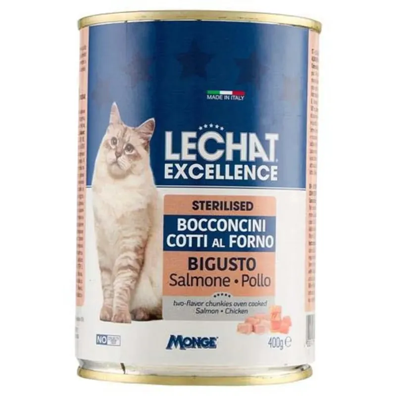 Op = Op Cibo umido per gatti Lechat Excellence Bigusto Steril Pollo Salmone 400 g