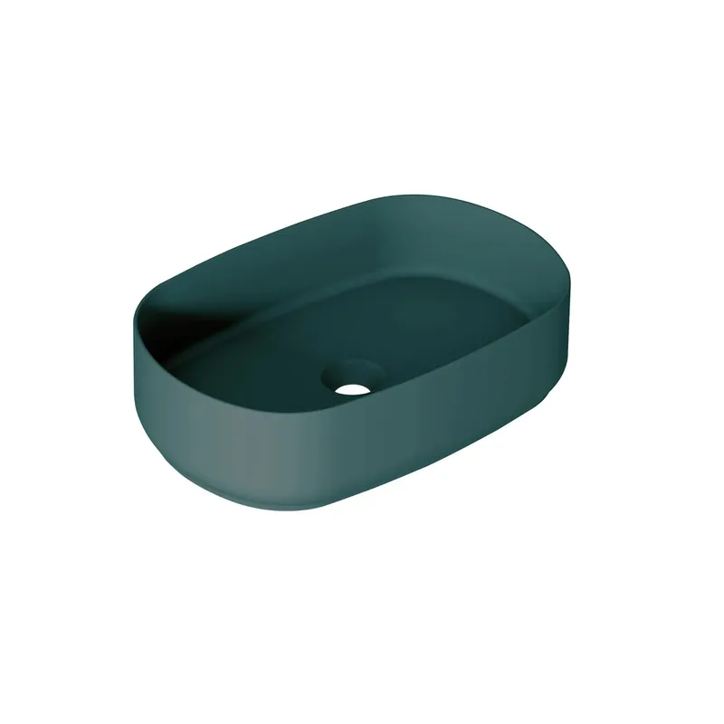 Lavabo da appoggio ovale in ceramica 55x12x36 cm Verde opaco Alleen Vandaag