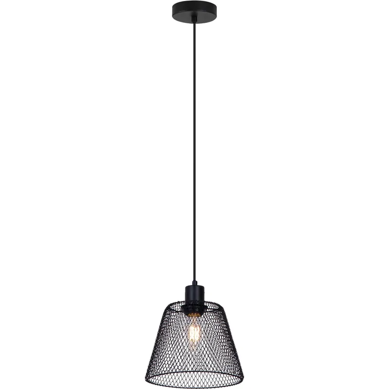 Lampadario a sospensione Rete E27 da 42W metallo nero 20,5x16-120 cm Nieuw