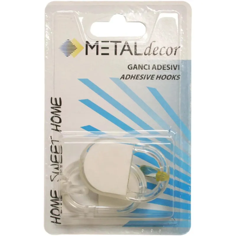 Korting 2 ganci adesivi in plastica ovale medio kristal trasparente