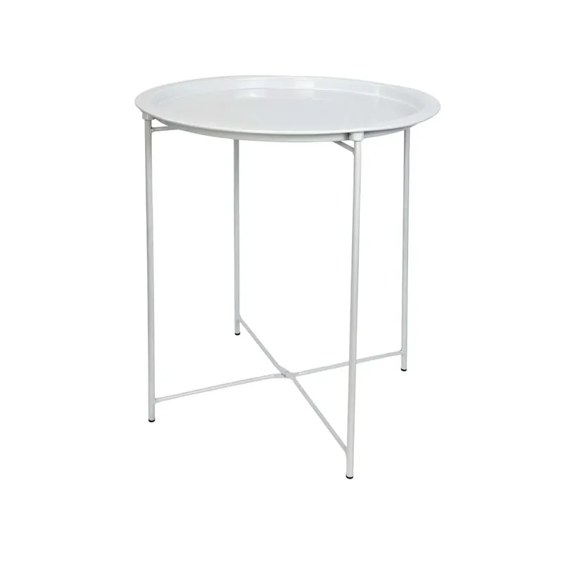 Meest Verkocht Tavolino vassoio metallo bianco Ø 47xH51 cm