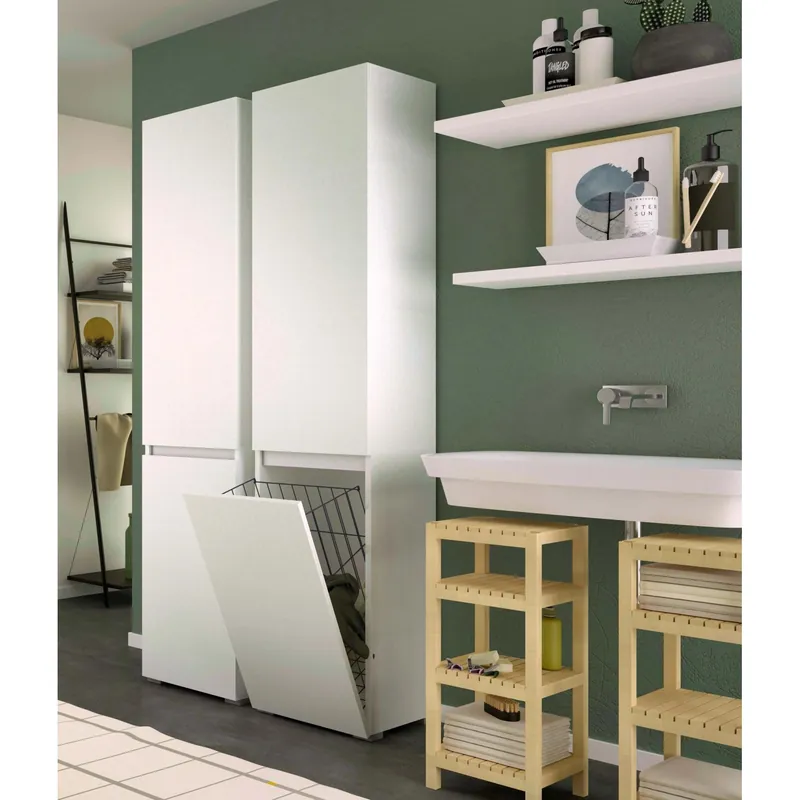 Direct Verzonden Mobile colonna con cestello biancheria 2 ripiani 45x37x195 cm bianco