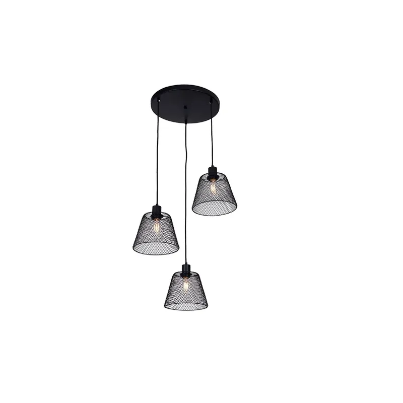 Direct Verzonden Lampadario a sospensione Rete 3 luci E27 da 42W metallo nero Ø50 x H120 cm