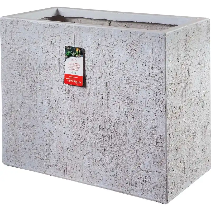 Fioriera da esterno Betulla Rustic fibra di argilla bianco L 60 x H 70 x P 40 cm Fabrieksprijs