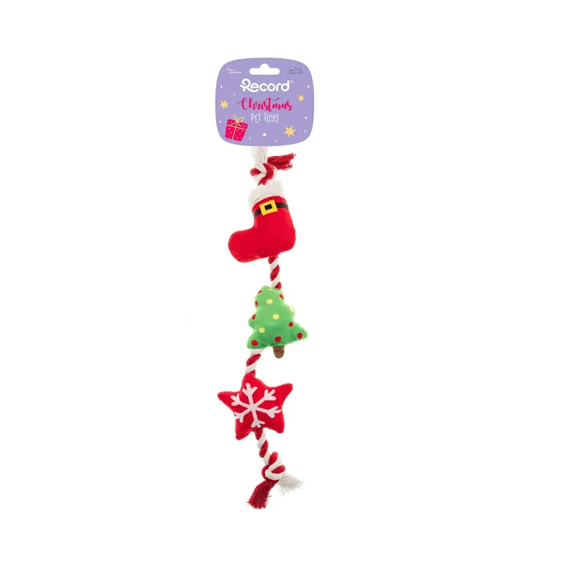 Flitsaanbieding Gioco per cani Natalizio treccia peluche con corda 55 cm