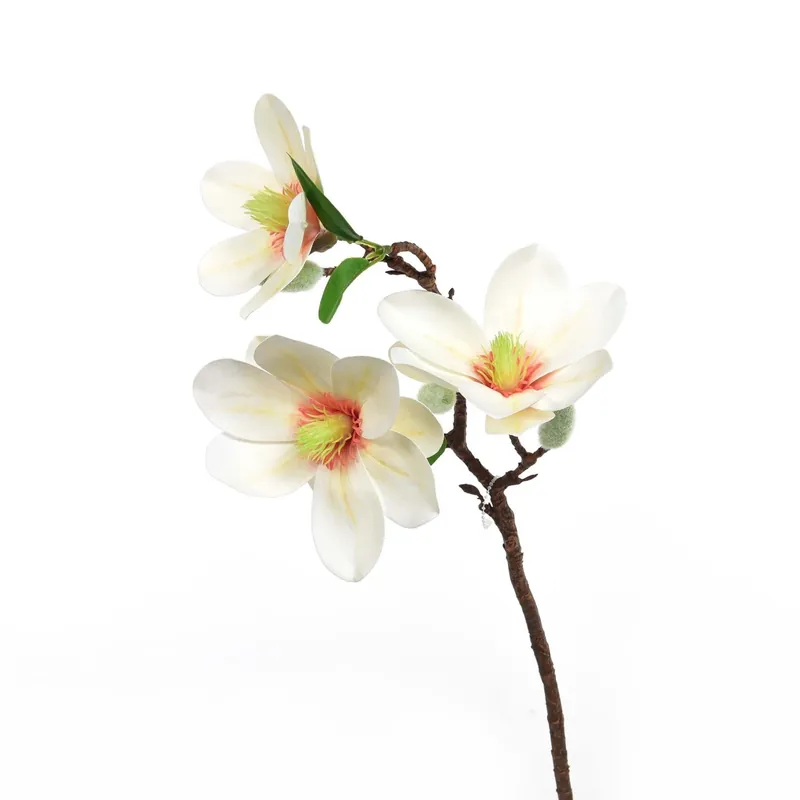 Magnolia finta 3 fiori 55 cm bianca Premium