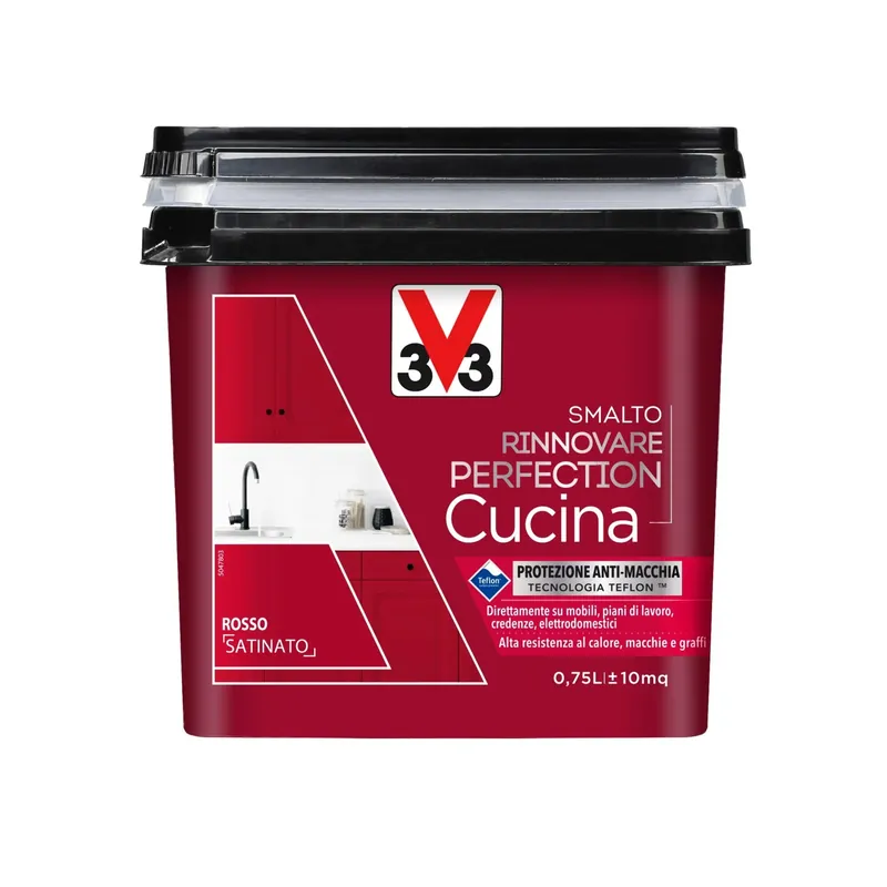 V33 Smalto Rinnovare Perfection Cucina Rosso Satinato 0,75 lt Koopje