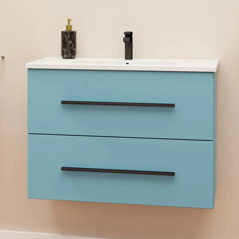 Korting Mobile bagno base sospesa Mary 2 cassetti lavabo in ceramica 76x46 cm blu