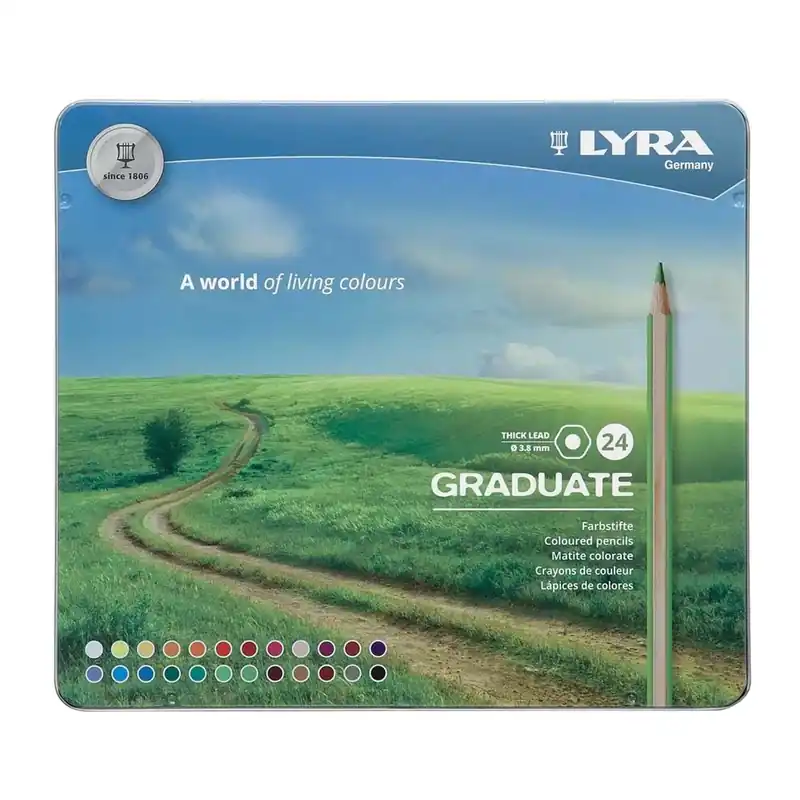 Direct Beschikbaar Matite colorate assortite in set scatola metallo GRADUATE PERMANENT 24 pz