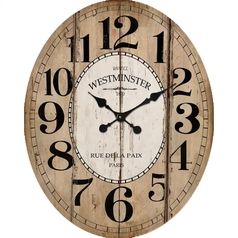 Voordeelprijs Orologio grande da parete stampa vintage in MDF 39x49x4 cm