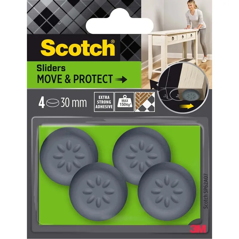 Pattini adesivi Scotch® Move & Protect grigio Ø 30 mm Superprijs