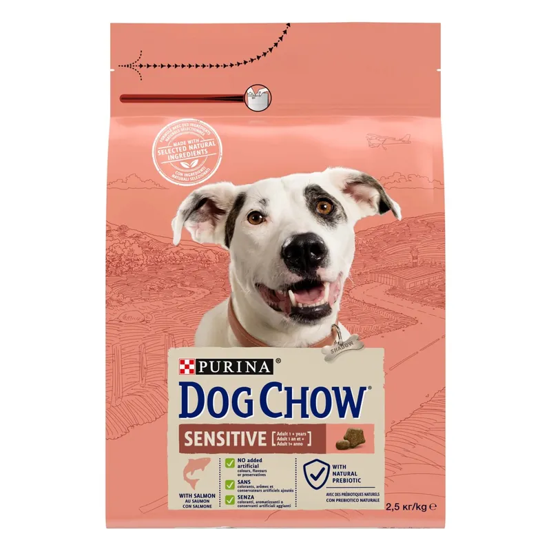 Korting Crocchette per cani Purina Dog Chow Sensitive al salmone 2,5 kg