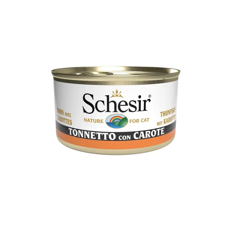 Laatste Versie Cibo umido per gatto Schesir Tonnetto con carote lattina 70 g