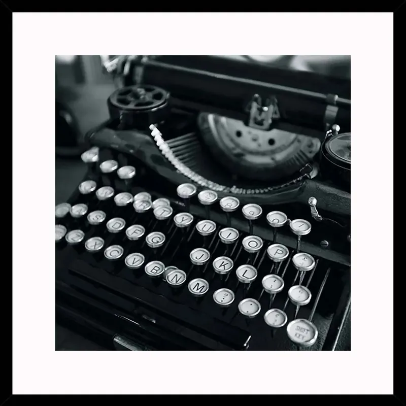 Weekendaanbieding Stampa con cornice Macchina da scrivere nero 30x30 cm