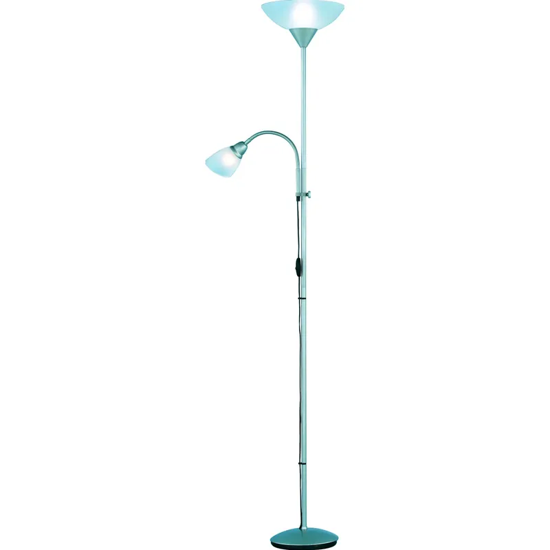 Flitsaanbieding Piantana Trio Erzwo 2 luci alluminio cromato e diffusore bianco 180 cm