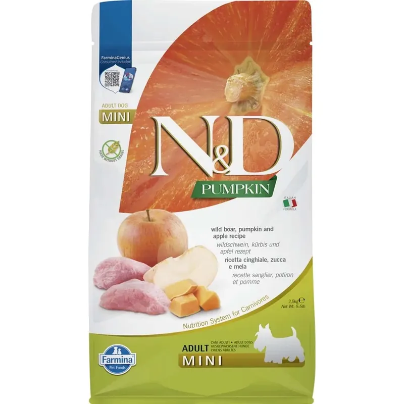 Crocchette per cani N&D Adult Mini cinghiale, mela e zucca 2,5 kg Merkproduct