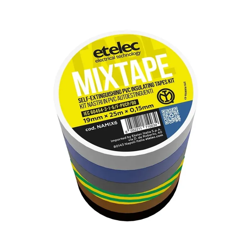 Nastro isolante in PVC 19 mm x 25 m 6 pz colori assortiti Finale Uitverkoop
