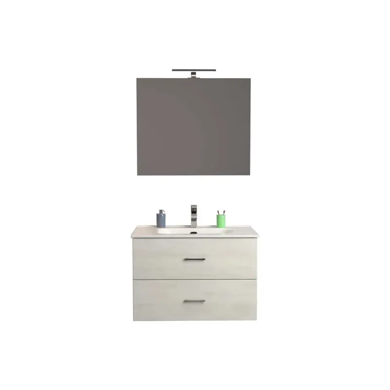 Lage Prijs Mobile bagno sospeso con specchiera LED Space 83x152,5x48 cm bianco