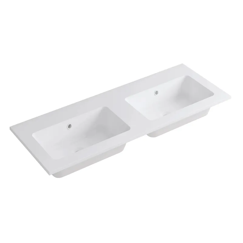 Beperkt Aanbod Lavabo in marmoresina 2 vasche Bianco lucido