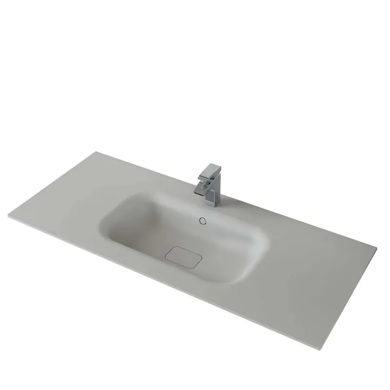 Lavabo da incasso con vasca integrata Ocritech 121x51,2 cm bianco opaco Exclusieve Aanbieding
