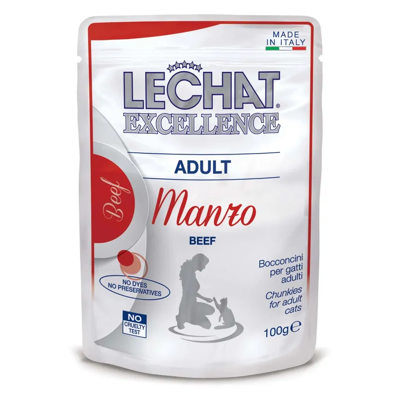 Bestseller Cibo umido per gatti sterilizzati Monge Lechat Bocconcini con manzo busta 100 g