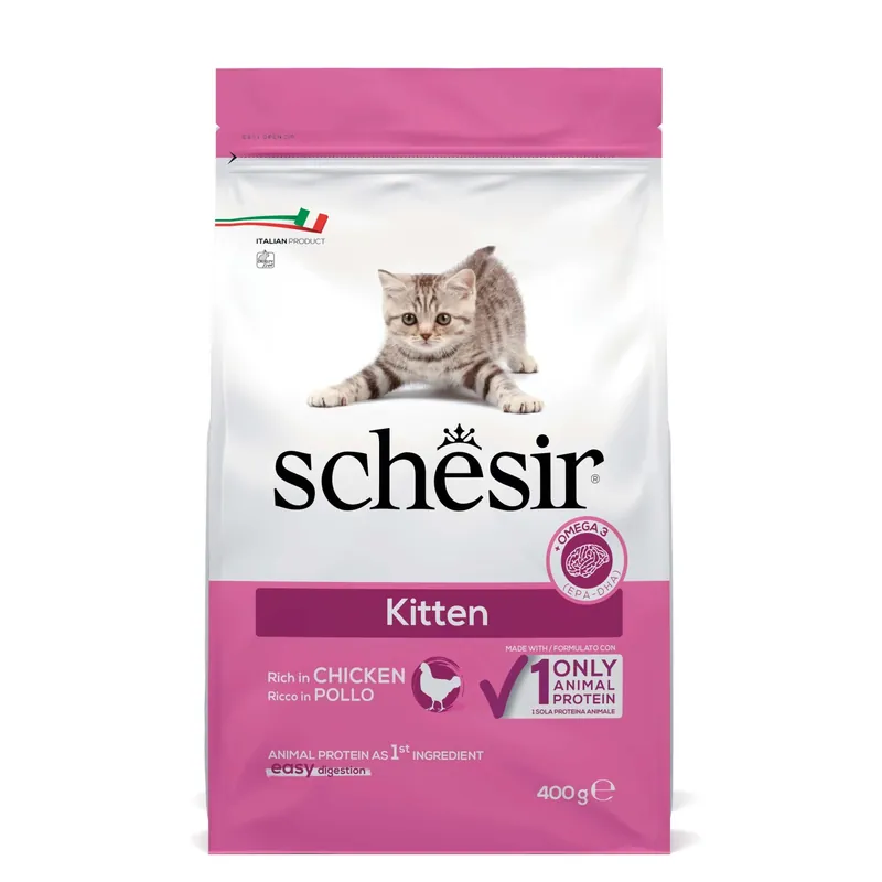 Actieprijs Croccantini per gatto Schesir Kitten ricco in pollo 400 g