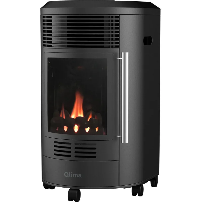 Stufa a gas fiamma rossa Qlima 3,4 kW nero Direct Verzonden